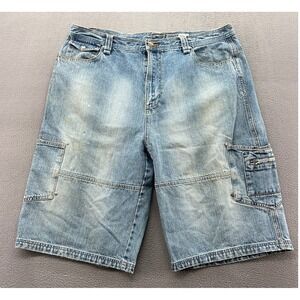 VTG Riflessi Cargo Shorts Mens Denim Blue Medium Wash Size 42 Utility Baggy